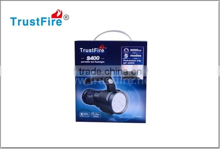 LED super S400 rechargeable flashlight bright flashlight set with 18650 batteries and charger,TrustFire flashlight glare search