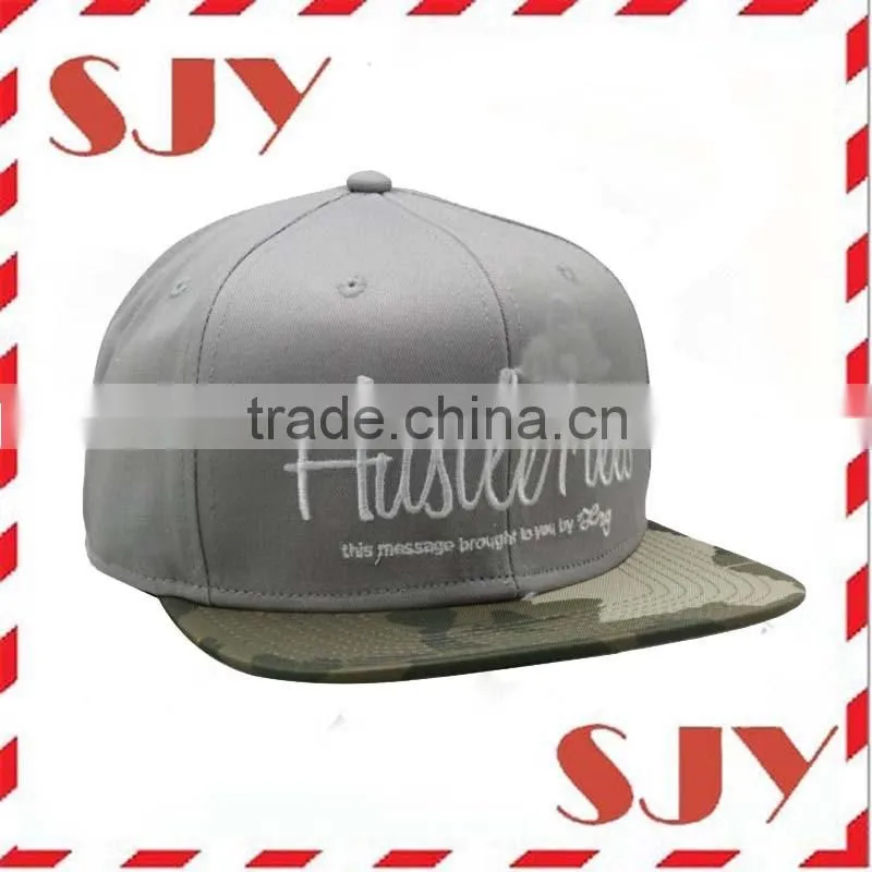 Flat top custom 3d embroidery flat bill snapback hats