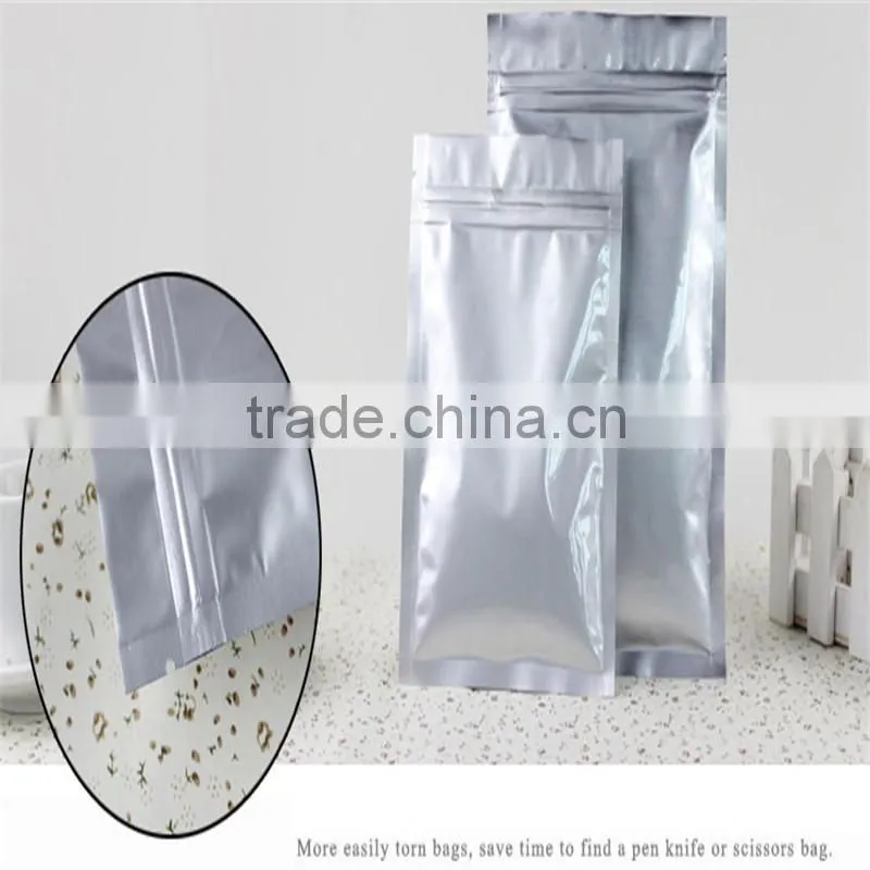 zip lock aluminum foil pouches silver bags for food use,microvable and freezer usable