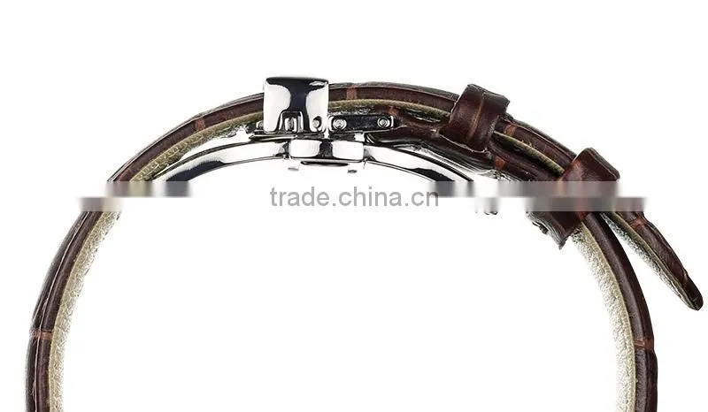 Men Waterproof Classic Head Layered Genuine Cow Leather Butterfly Clasp Watch Band 22mm 24mm