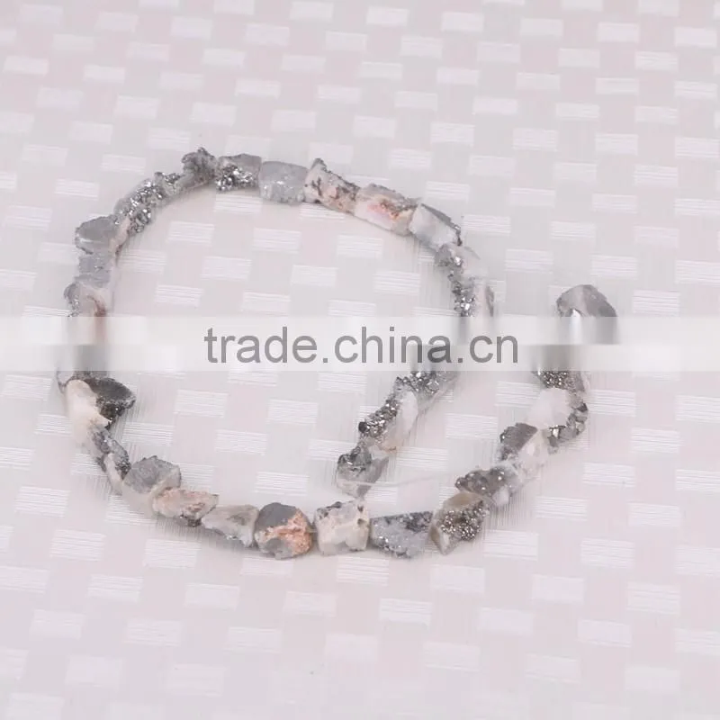 Full Strand Titanium AB Druzy Agate Beads, Drusy Agate Quartz Connector Beads For Jewelry Making