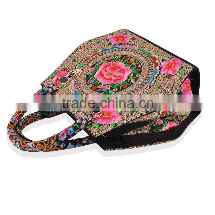 2015 new arrival canvas embroidery bag handmade national handbag