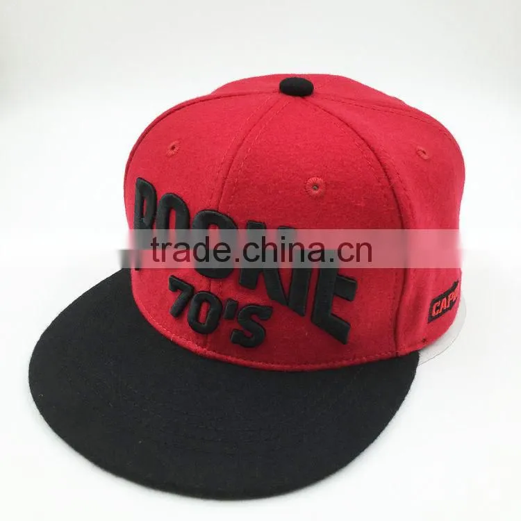 2015 new design custom wool 3D Embroidered snapback hat