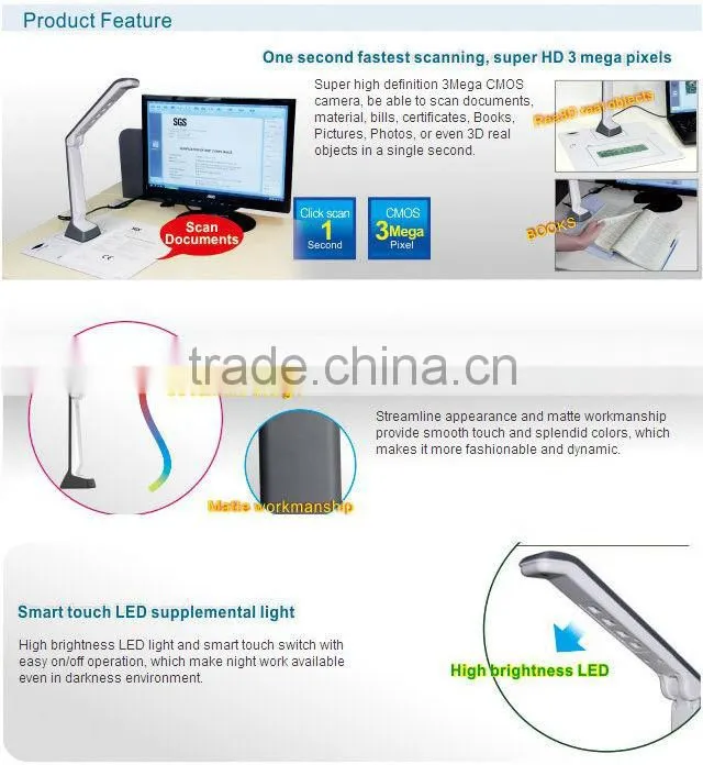 Factory offer portable document camera a4 document scanner