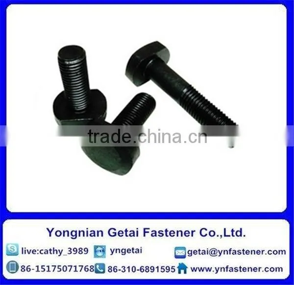 T shape bolts for slot, DIN933/931 H.D.G / Galvanized with black /yellow zinc plated/blue white