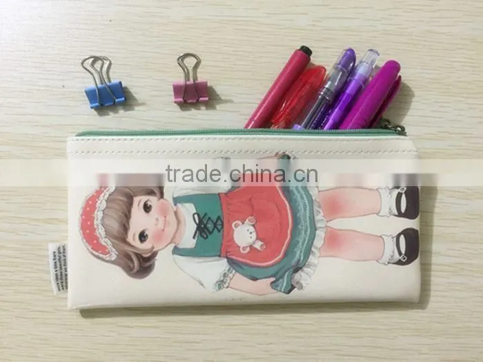 fashion funny clear cartoon wholesale pu school unbranded pencil case pattern customizable for girl