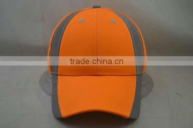 3M light-reflecting neon orange cap 8 panels cap 58cm for adult with velcro adjust back.
