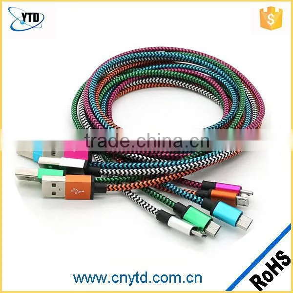Micro USB Flat Cable Cotton Braid Nylon Braided USB Cable Braided Flat USB Cable