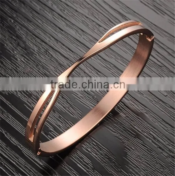 holesale wedding rose gold jewelry unique design polishing cuff bangle for women