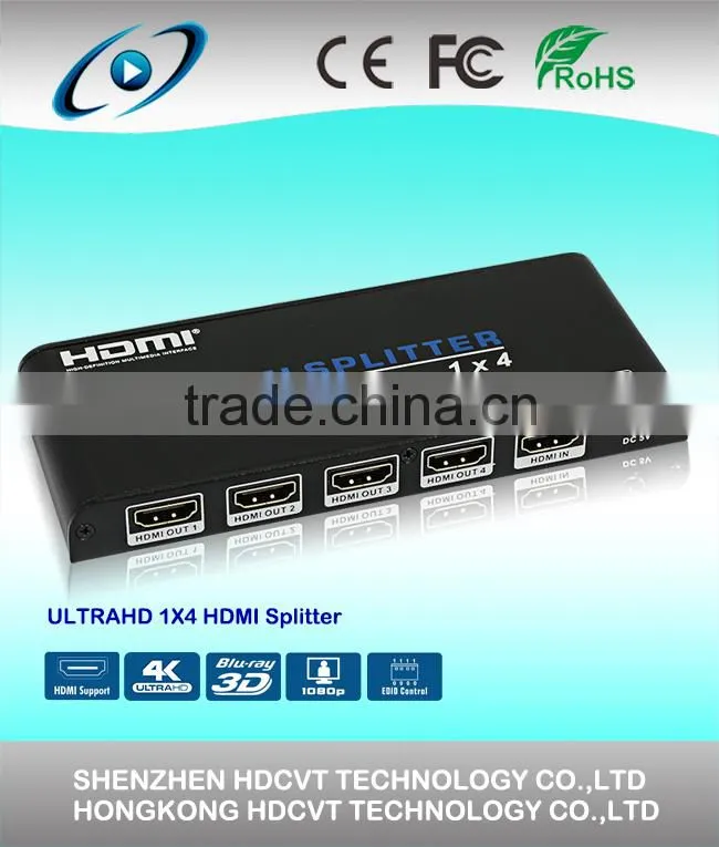 1x4 HDMI 4K2K Splitter with 1080P 3D ULTRA HD Support , HDV-A14