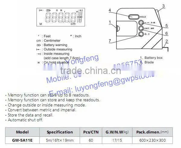 Digital steel tape measure
