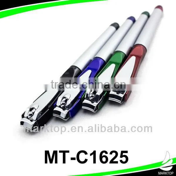Point pen with novel nail clippers