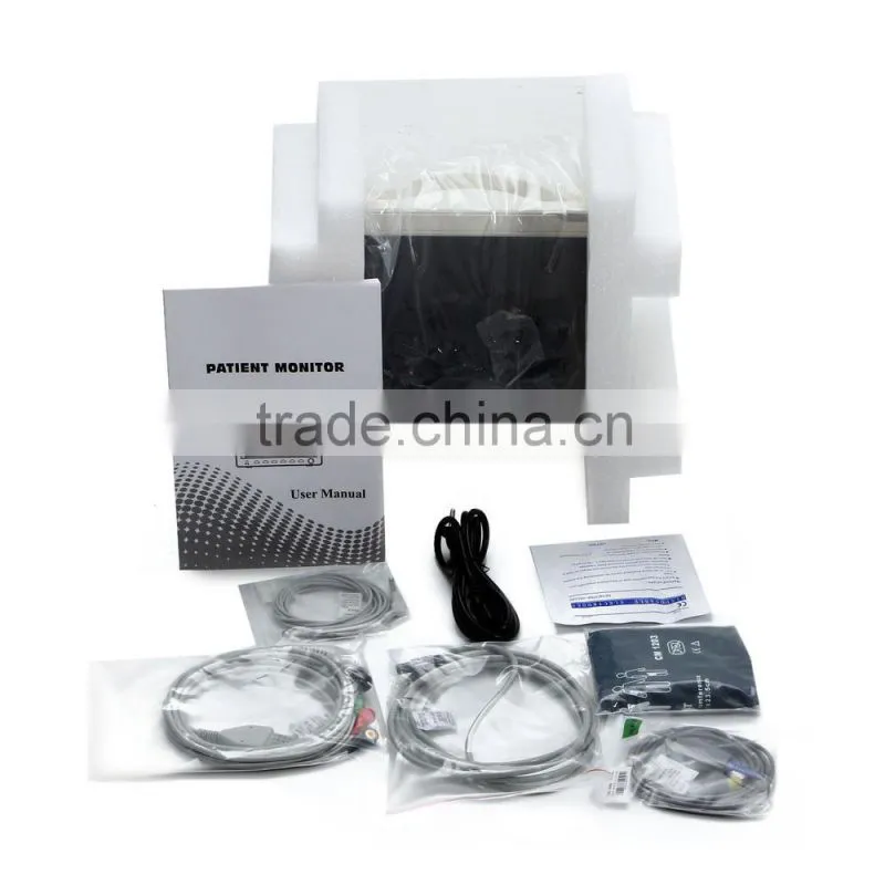 CE Approved 6 Parameter Multifunction Patient Monitor Dual TEMP IBP ETCO2 Printer Trolley optional