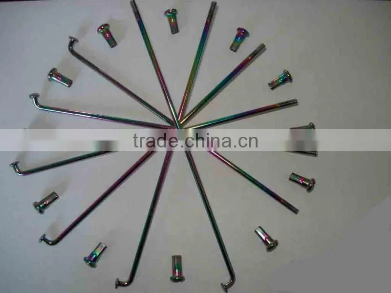 motorcycle colored plain plated spoke with nipple