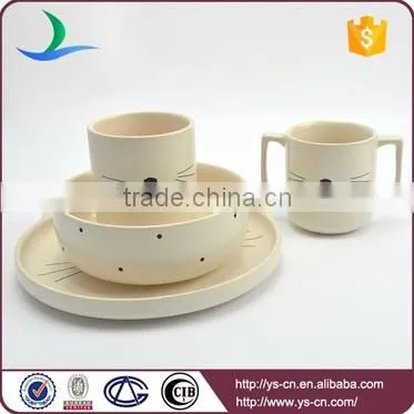 Modern cat decal design matt ceramic wedding dinnerware sets