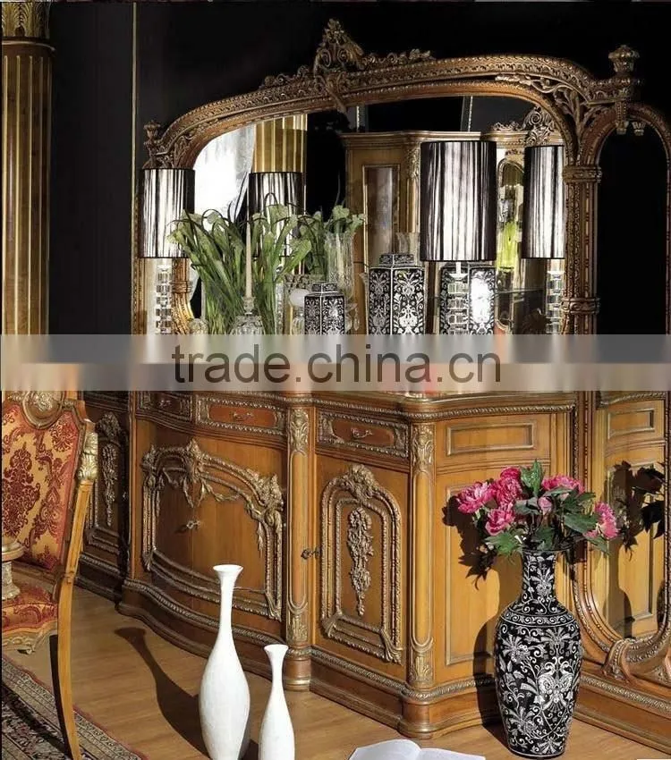 Antique European noble furniture solid wood hand carved full-length mirror