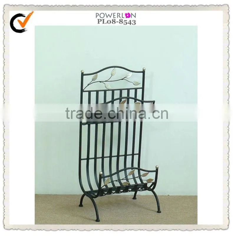 2 tier metal magazine rack with wheels