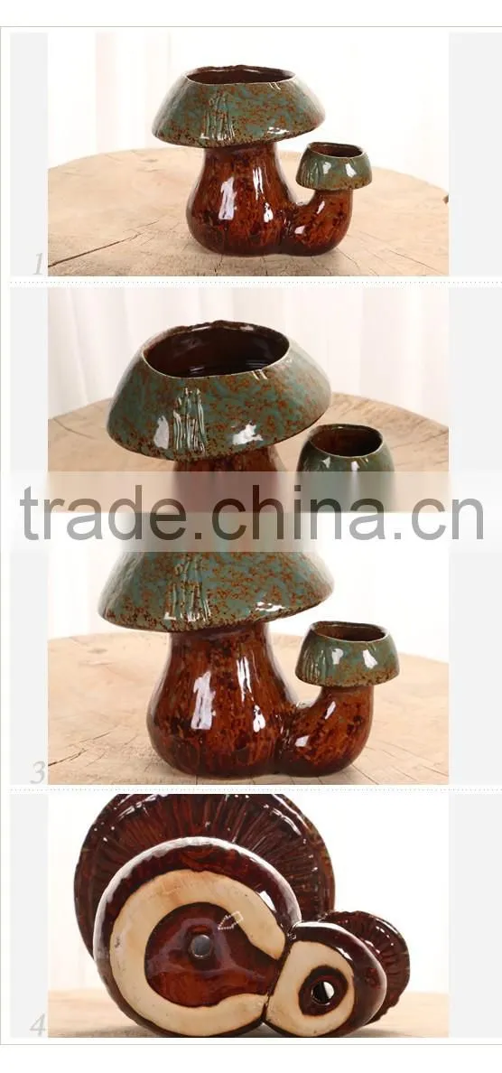 New design rustic decor mushroom shape bonsai pottery pot