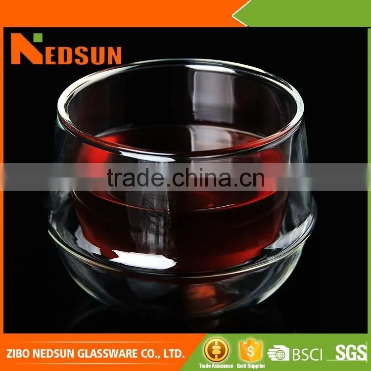 High quality clear double wall glass cup