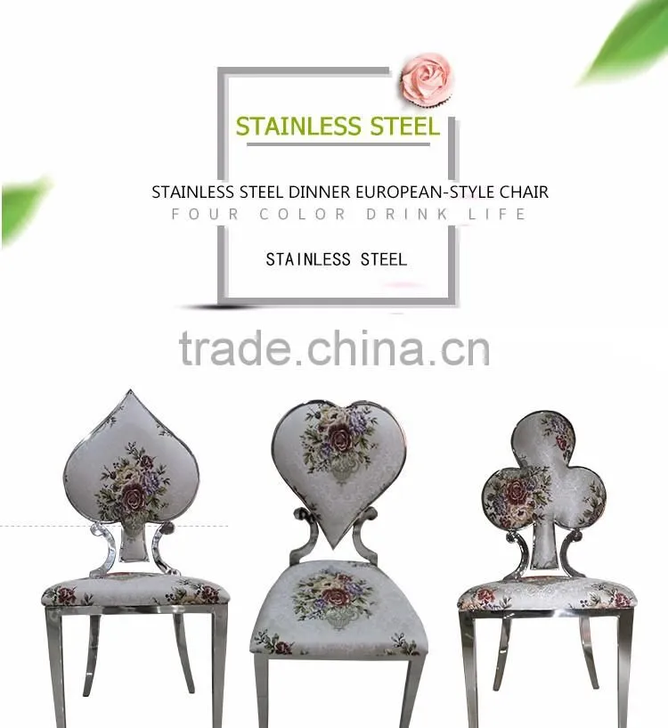 Modern poker dining chair with flower fabric