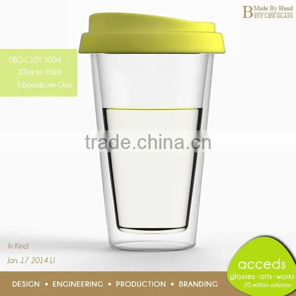 High Quality Glass Cup with Colored Silicone Base