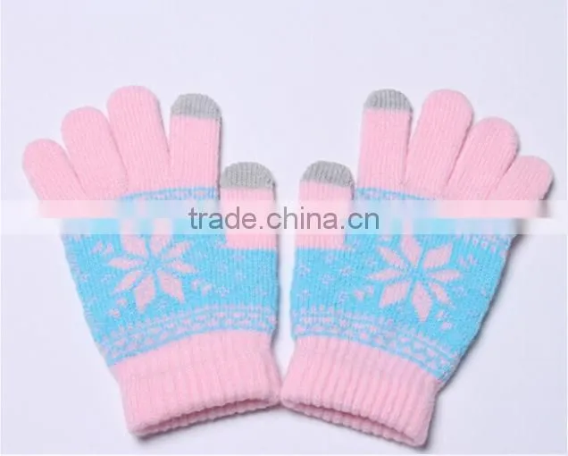 New Octagonal Flower Touch Sensor Gloves Winter Warm Touch Sensing Gloves