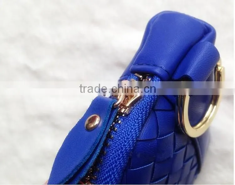 girls weaving PU leather coin purse