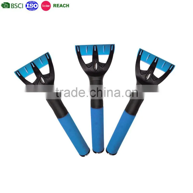 10 years factory ice scraper with EVA grip, short handle plastic ice scraper