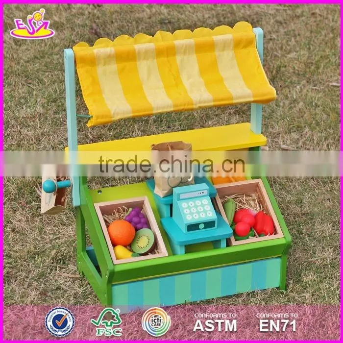 2017 New design funny fruit play set wooden kids supermarket W10A060