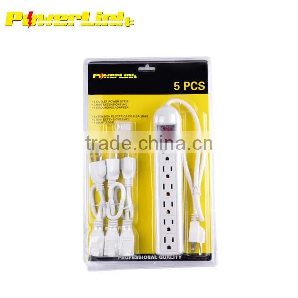 S20245 6 Outlet Tap 5-Pack Electric Combo Pack Power Strip Extension Cord Night Light
