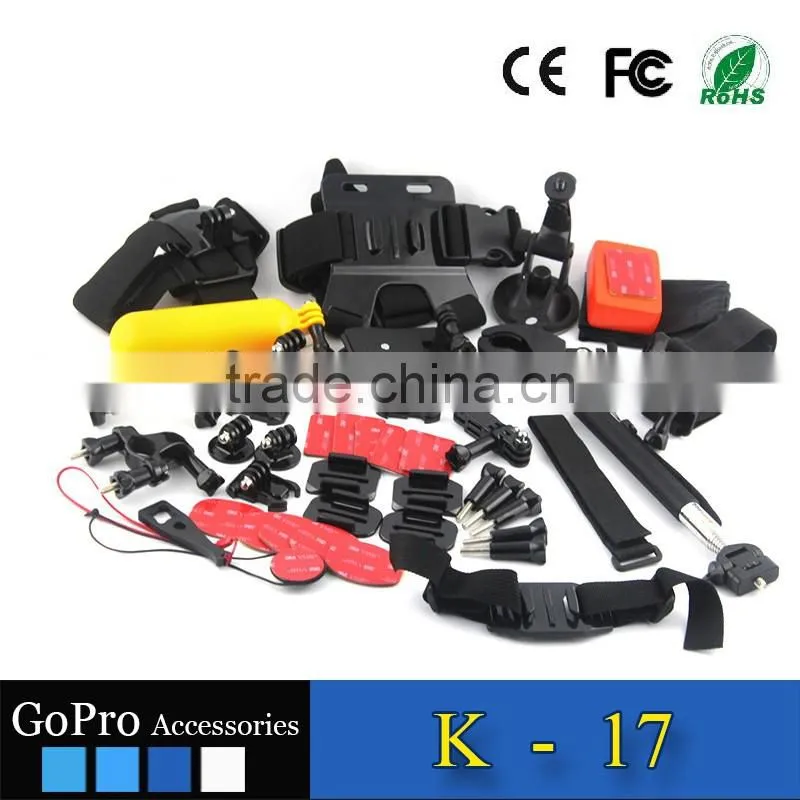 2016 hot selling 48 in 1 kit used for gopros heros 4 accessories bundle of camera cases
