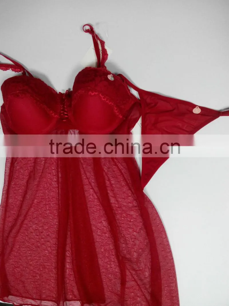 sexy lingerie woman underwear /babydoll and sexy thongs set