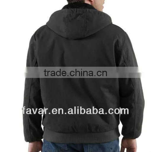 Mens Canvas Quilted Outdoor Hood Ripstop Active Bomber Jacket Workwear