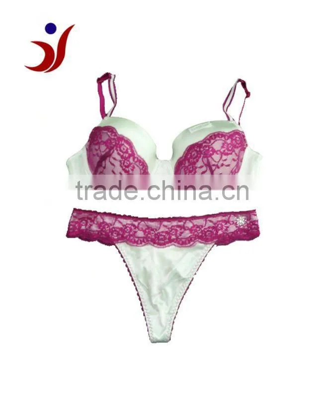 sexy white satin lace lingerie bra set