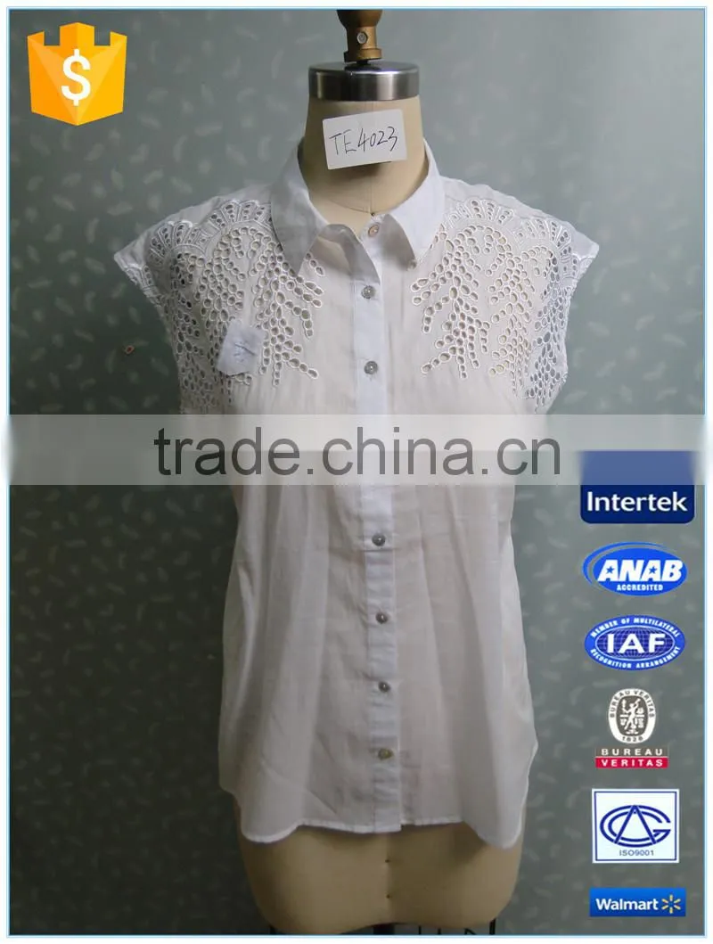2016White Cotton Hollow Out Women Vest