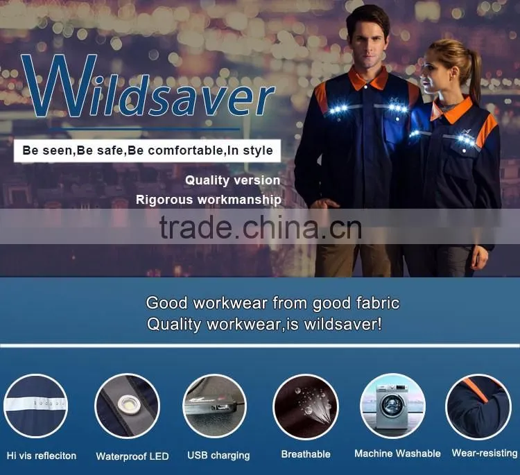 LED flashing safety build coal mine oil field navy blue work wear
