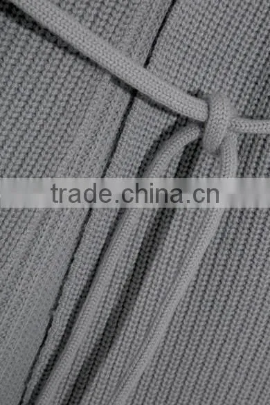 Light Grey Slips On Wool and Cashmere Blend Cardigan with Thin Waist Rope