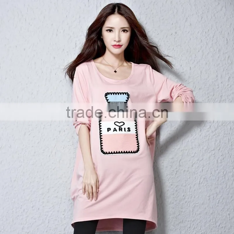 Autumn maternity T-shirt, long sleeve T-shirt, big size cotton T-shir