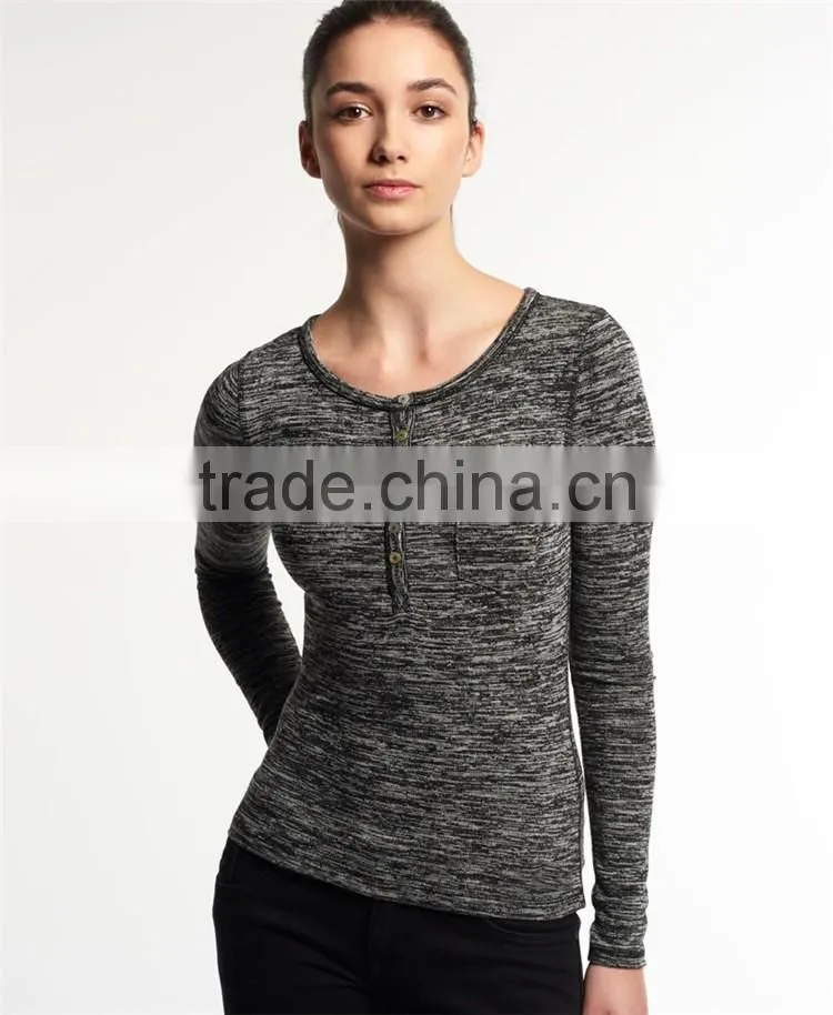 2016 Guangzhou Shandao Wholesaler Casual Style Autumn Round Neck Navy Bodycon Soft Cotton Long Full Sleeve Tops For Girls