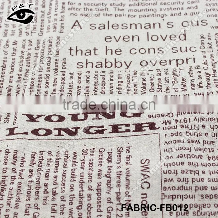 News Paper Printing Canvas Fabric Cotton/Linen Fabric Zakka Household Textile Cloth