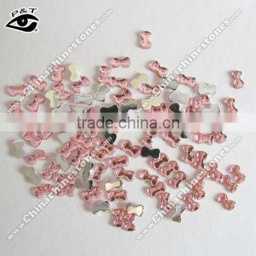 Bowknot shaped flat back Acrylic rhinestone beads for nail art decoration