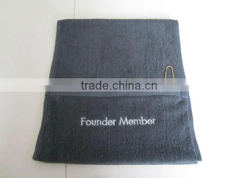 100% cotton zipper pocket gym towels