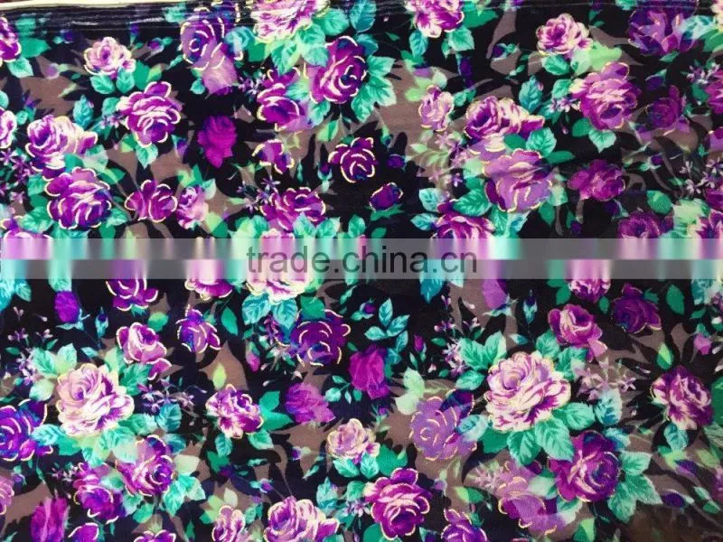 Polyester Spandex Fabric Burnout Printed Korean Velvet 2017