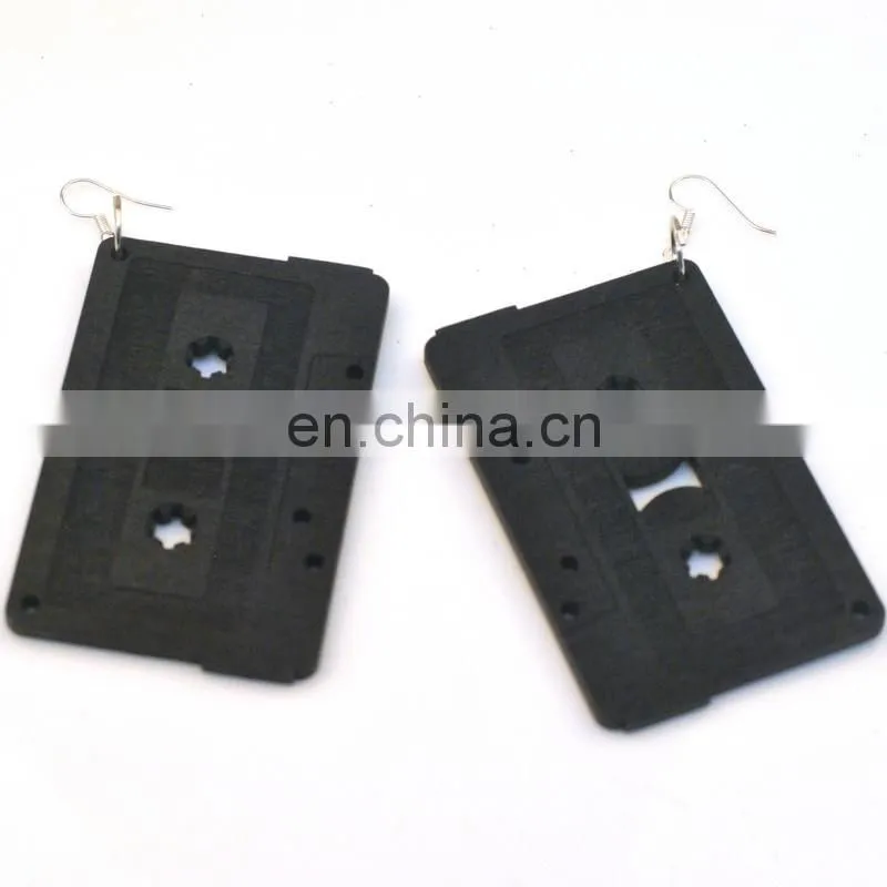 Big Size Hip Hop Customized Good Wood Cassette Tape Earring