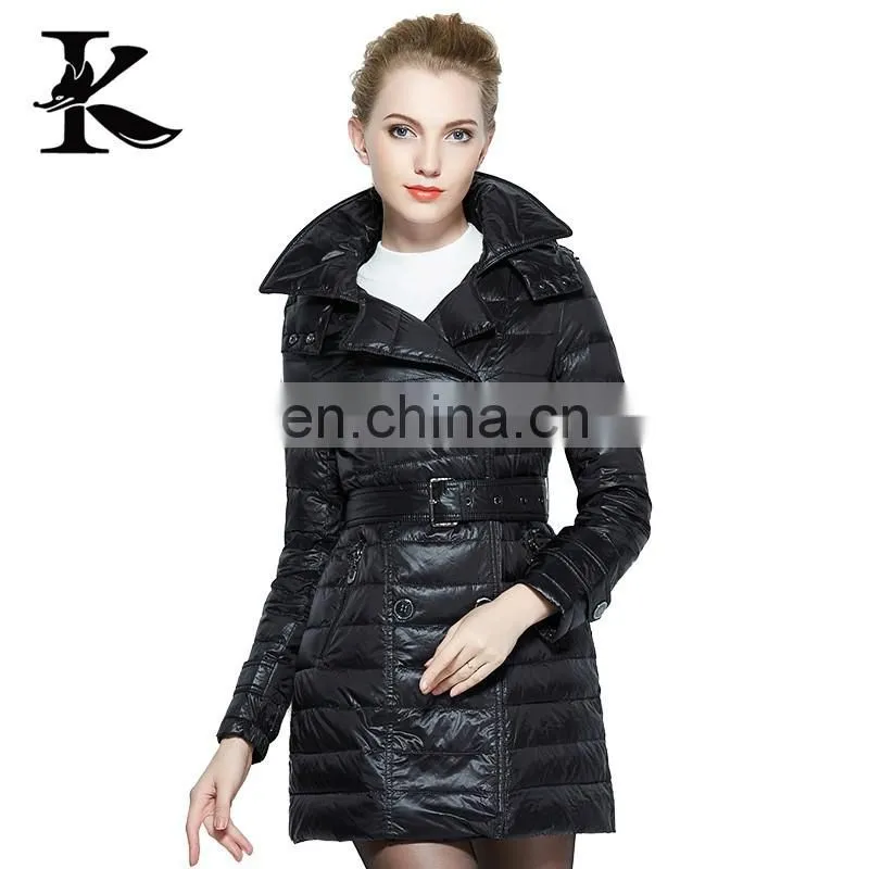 2016 fashion black slim fit warm ladis down jacket