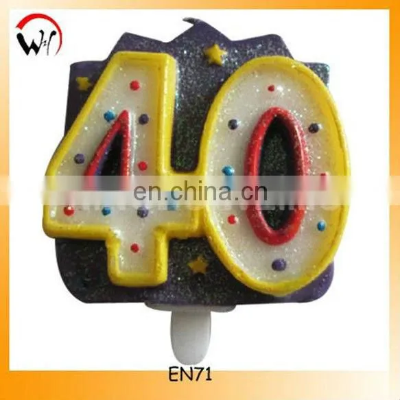 digit figure glitter birthday gold number candle