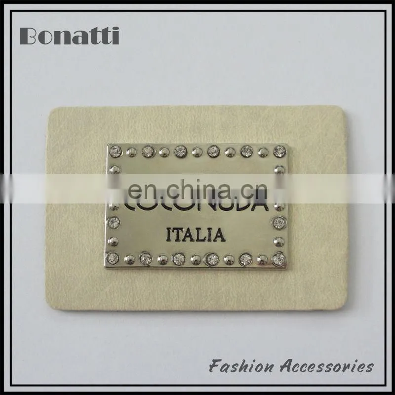 golden metal leather labels pu patches for jeans