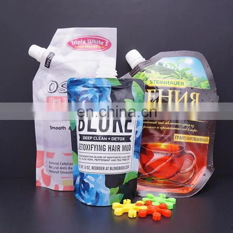 Biodegradable plastic bag clear drinks stand up spout pouch