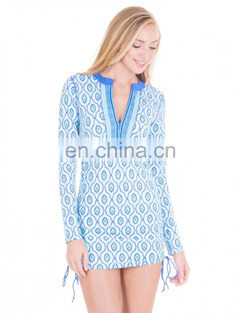 2017 OEM China Supplier One Piece Dress Style Long Sleeve Rashguard With Zip For Women