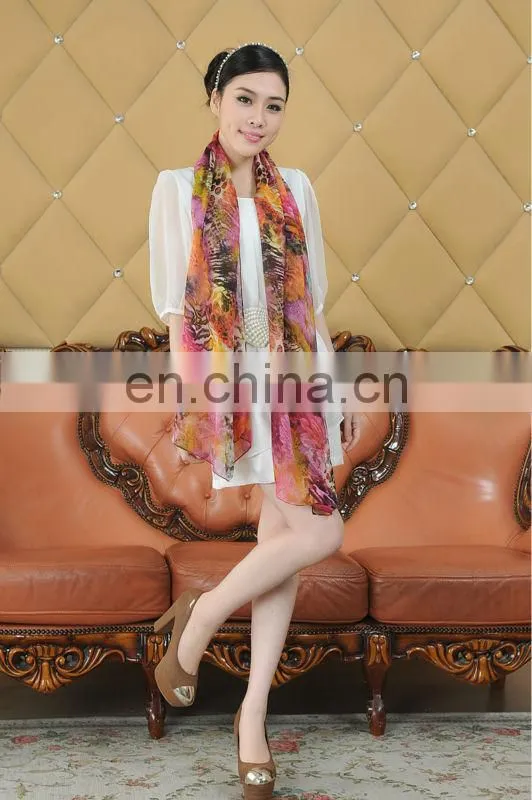 2013 New Style Digital Printed 100% Silk Chiffon Shawl